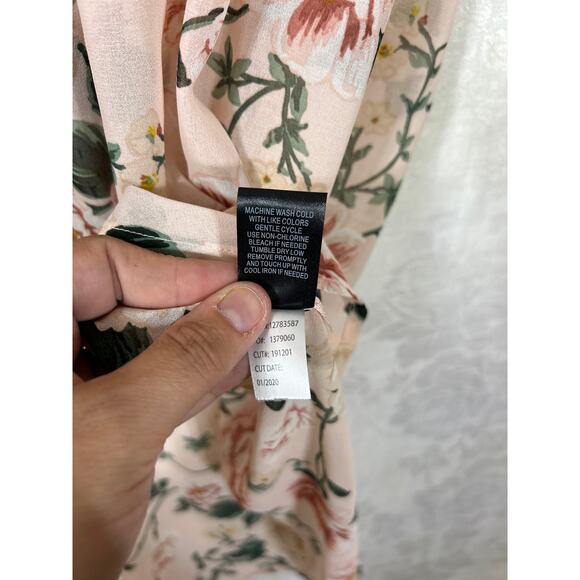 Torrid Tunic 2 2X Pink Green Floral Sheer Hi Lo Peplum Cottagecore Babydoll - Picture 8 of 11